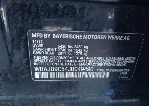 2018 BMW M550I xDrive z USA, uszkodzony, nr VIN WBAJB9C54JB049490